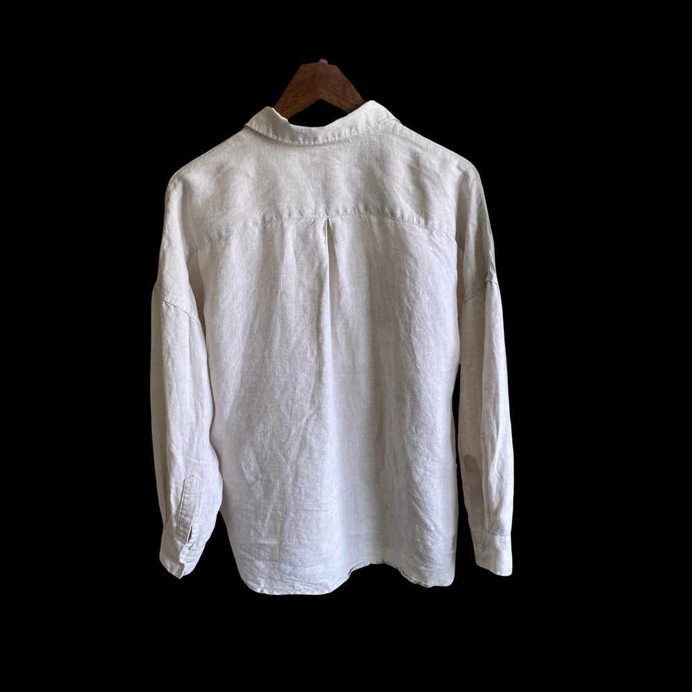 Threads by Bed Threads 100% Linen Button Down Shirt Oatmeal Beige Mens Size M - Picture 2 of 12